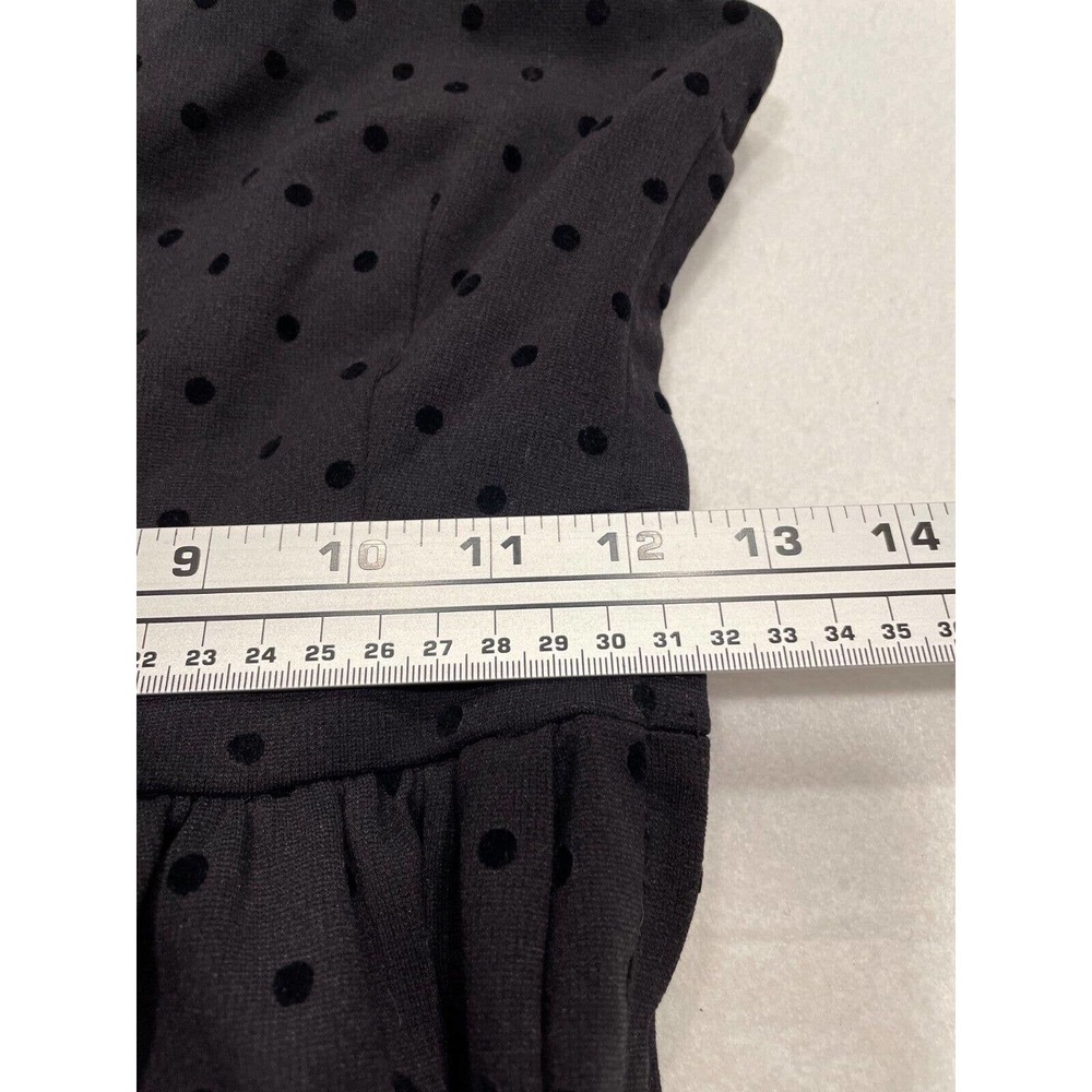 Madewell Size XS Womens Black Velvet Swiss Polka Dot Dress Scoop Neck Sleeveless - Picture 9 of 9